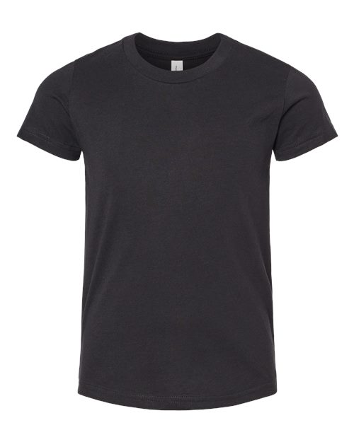 BELLA + CANVAS Youth CVC Jersey Tee 3001YCVC Solid Black Blend Custom Embroidered Business Logo