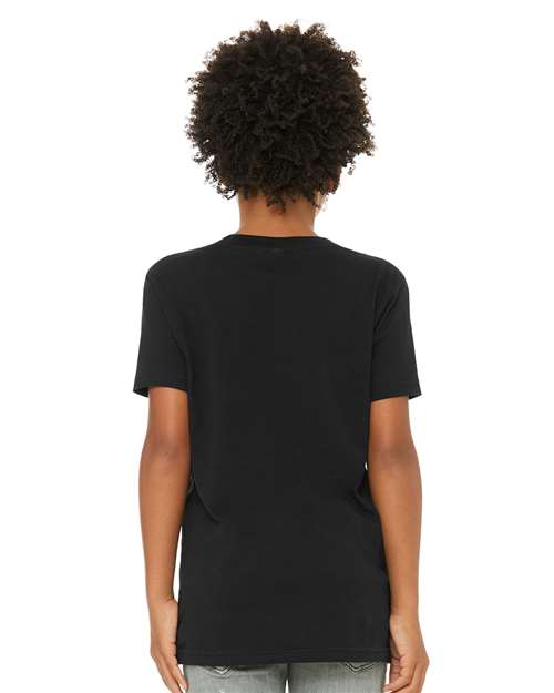 BELLA + CANVAS Youth CVC Jersey Tee 3001YCVC Solid Black Blend Custom Embroidered Business Logo