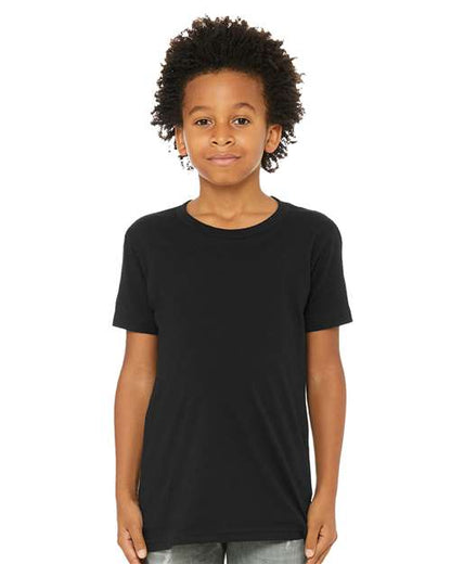 Custom Embroidered  BELLA + CANVAS Youth CVC Jersey Tee 3001YCVC Solid Black Blend