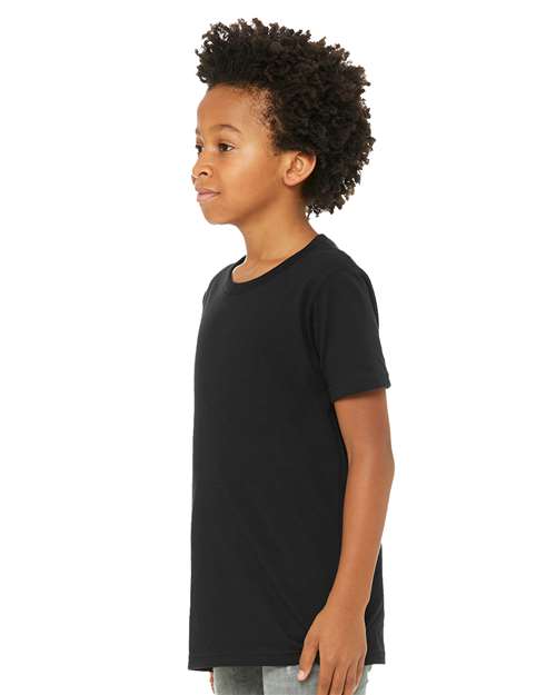 BELLA + CANVAS Youth CVC Jersey Tee 3001YCVC Solid Black Blend Custom Embroidered Business Logo