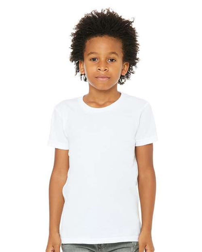 BELLA + CANVAS Youth CVC Jersey Tee 3001YCVC Solid Black Blend Custom Embroidered Business Logo