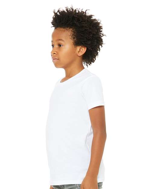 BELLA + CANVAS Youth CVC Jersey Tee 3001YCVC Solid White Blend Custom Embroidered Business Logo