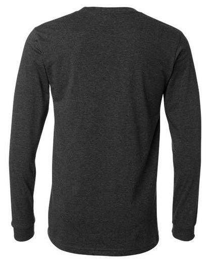 BELLA + CANVAS Heather CVC Long Sleeve Tee 3501CVC Dark Grey Heather Custom Embroidered Business Logo