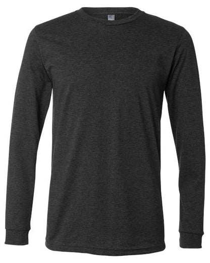 BELLA + CANVAS Heather CVC Long Sleeve Tee 3501CVC Dark Grey Heather Custom Embroidered Business Logo