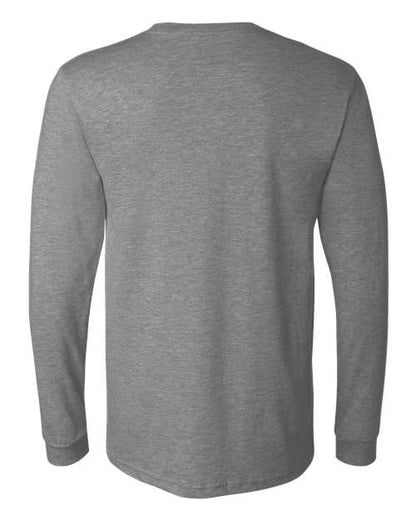 BELLA + CANVAS Heather CVC Long Sleeve Tee 3501CVC Dark Grey Heather Custom Embroidered Business Logo