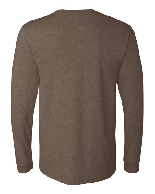 BELLA + CANVAS Heather CVC Long Sleeve Tee 3501CVC Heather Brown Custom Embroidered Business Logo