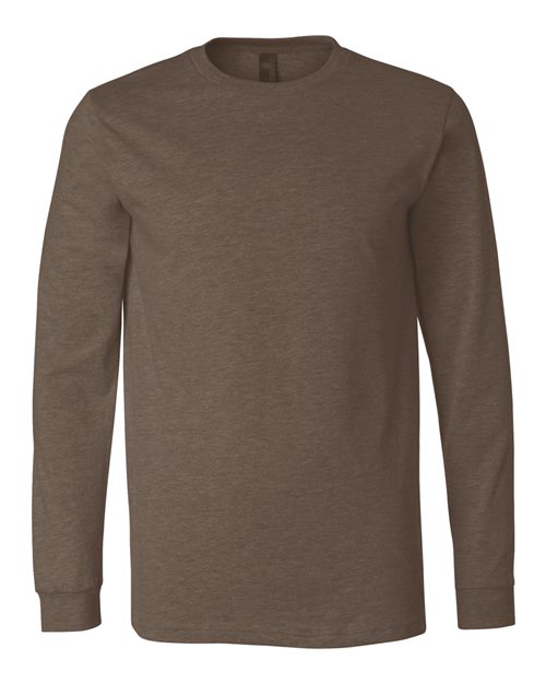 BELLA + CANVAS Heather CVC Long Sleeve Tee 3501CVC Heather Brown Custom Embroidered Business Logo