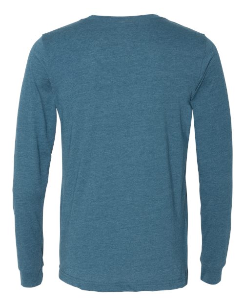 BELLA + CANVAS Heather CVC Long Sleeve Tee 3501CVC Heather Deep Teal Custom Embroidered Business Logo