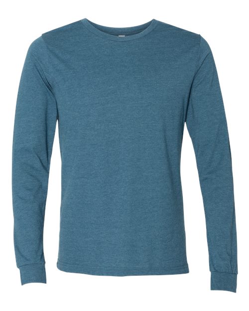 BELLA + CANVAS Heather CVC Long Sleeve Tee 3501CVC Heather Deep Teal Custom Embroidered Business Logo