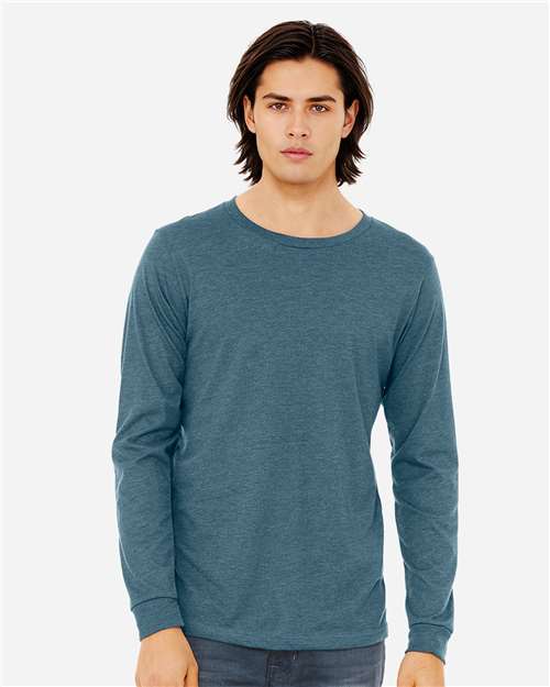 BELLA + CANVAS Heather CVC Long Sleeve Tee 3501CVC Heather Deep Teal