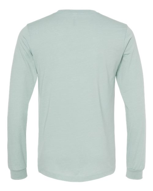 BELLA + CANVAS Heather CVC Long Sleeve Tee 3501CVC Heather Dusty Blue Custom Embroidered Business Logo