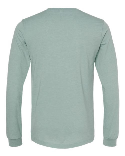 BELLA + CANVAS Heather CVC Long Sleeve Tee 3501CVC Heather Deep Teal Custom Embroidered Business Logo