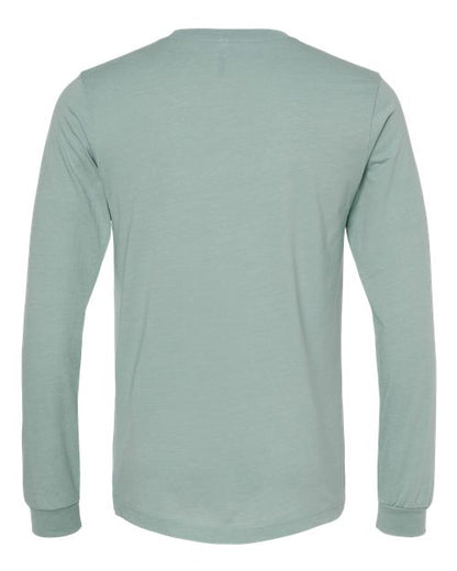 BELLA + CANVAS Heather CVC Long Sleeve Tee 3501CVC Heather Deep Teal Custom Embroidered Business Logo