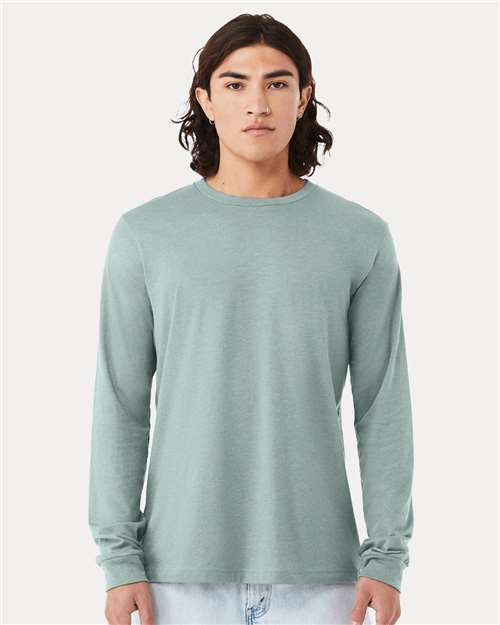 BELLA + CANVAS Heather CVC Long Sleeve Tee 3501CVC Heather Dusty Blue