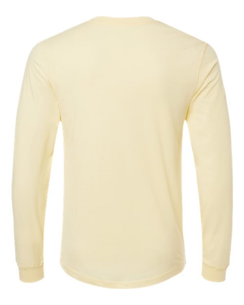 BELLA + CANVAS Heather CVC Long Sleeve Tee 3501CVC Heather French Vanilla Custom Embroidered Business Logo