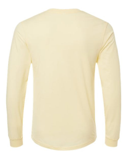 BELLA + CANVAS Heather CVC Long Sleeve Tee 3501CVC Heather French Vanilla Custom Embroidered Business Logo