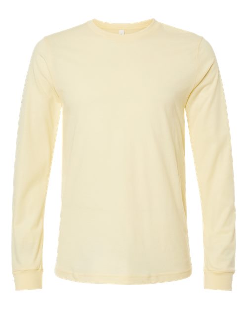 BELLA + CANVAS Heather CVC Long Sleeve Tee 3501CVC Heather French Vanilla Custom Embroidered Business Logo