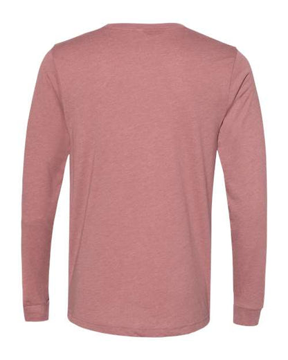 BELLA + CANVAS Heather CVC Long Sleeve Tee 3501CVC Heather Mauve Custom Embroidered Business Logo