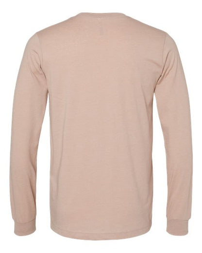 BELLA + CANVAS Heather CVC Long Sleeve Tee 3501CVC Heather Peach Custom Embroidered Business Logo