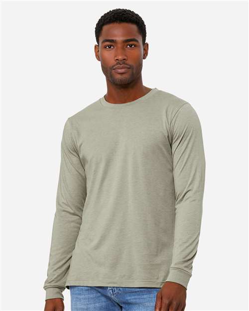 BELLA + CANVAS Heather CVC Long Sleeve Tee 3501CVC Heather Stone