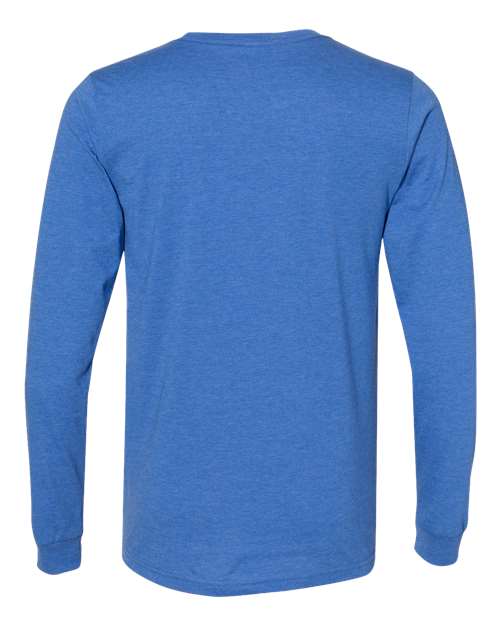 BELLA + CANVAS Heather CVC Long Sleeve Tee 3501CVC Heather True Royal Custom Embroidered Business Logo