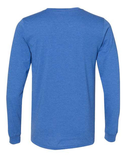 BELLA + CANVAS Heather CVC Long Sleeve Tee 3501CVC Heather True Royal Custom Embroidered Business Logo