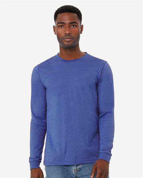 BELLA + CANVAS Heather CVC Long Sleeve Tee 3501CVC Heather True Royal