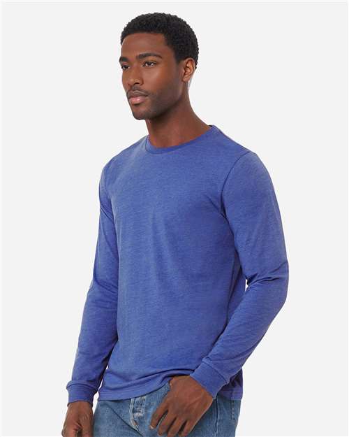 BELLA + CANVAS Heather CVC Long Sleeve Tee 3501CVC Heather True Royal