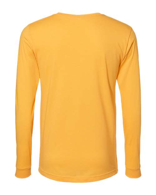 BELLA + CANVAS Heather CVC Long Sleeve Tee 3501CVC Heather Yellow Gold Custom Embroidered Business Logo