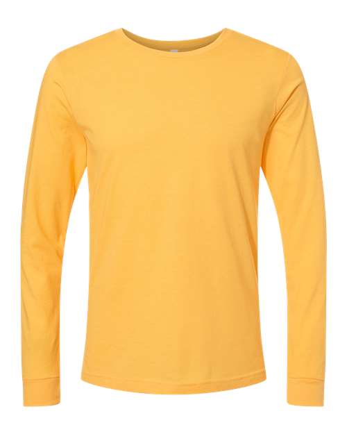 BELLA + CANVAS Heather CVC Long Sleeve Tee 3501CVC Heather Yellow Gold Custom Embroidered Business Logo