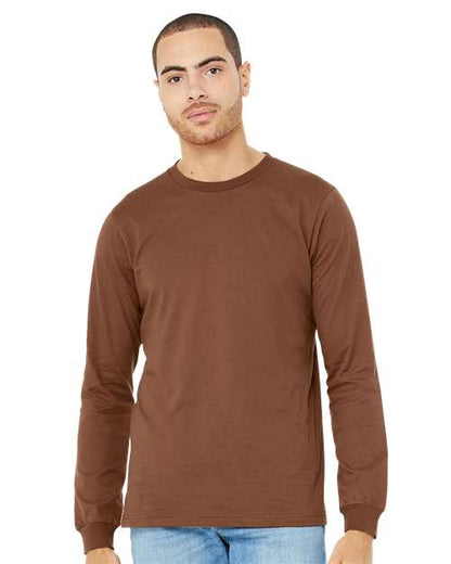 Custom Embroidered  BELLA + CANVAS Jersey Long Sleeve Tee 3501 Chestnut