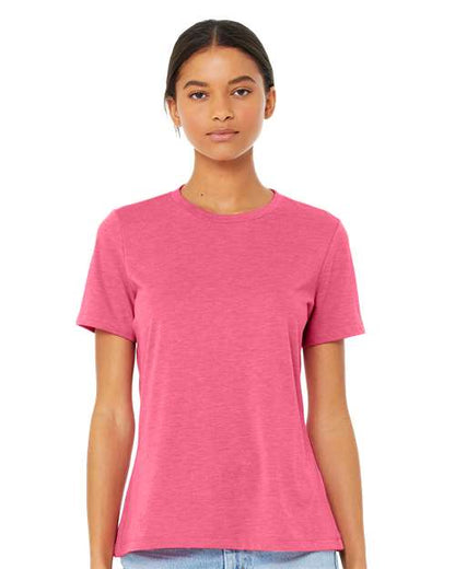 Custom Embroidered  BELLA + CANVAS Women’s Relaxed Fit Triblend Tee 6413 Charity Pink Triblend