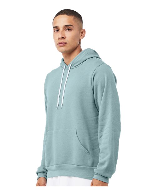 BELLA + CANVAS Sponge Fleece Hoodie 3719 Heather Blue Lagoon Custom Embroidered Business Logo