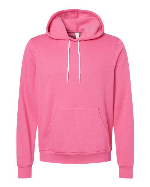 BELLA + CANVAS Sponge Fleece Hoodie 3719 Heather Charity Pink Custom Embroidered Business Logo
