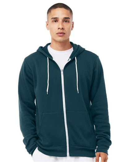 Custom Embroidered  BELLA + CANVAS Sponge Fleece Full-Zip Hoodie 3739 Atlantic