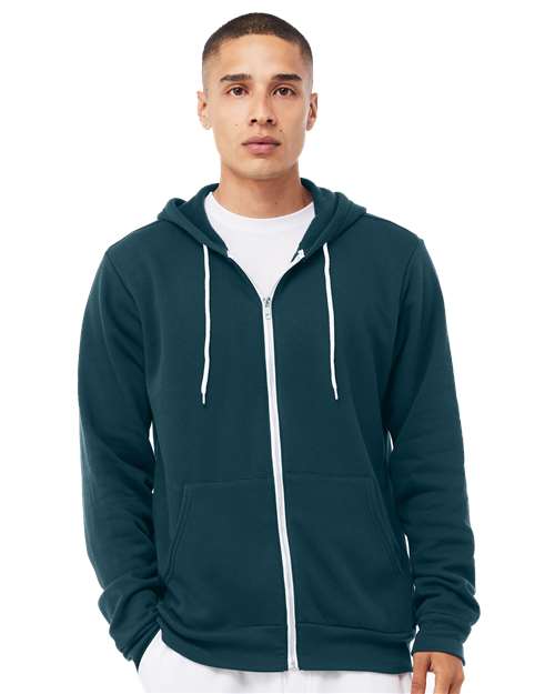 Custom Embroidered  BELLA + CANVAS Sponge Fleece Full-Zip Hoodie 3739 Atlantic