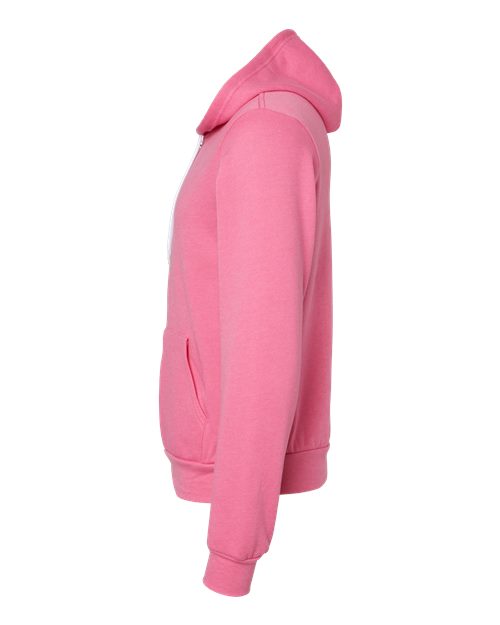 BELLA + CANVAS Sponge Fleece Full-Zip Hoodie 3739 Heather Charity Pink