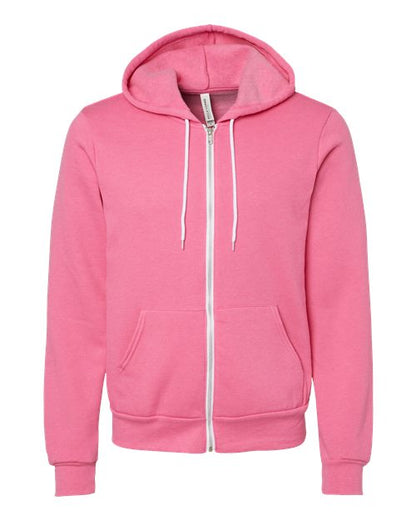 BELLA + CANVAS Sponge Fleece Full-Zip Hoodie 3739 Heather Charity Pink