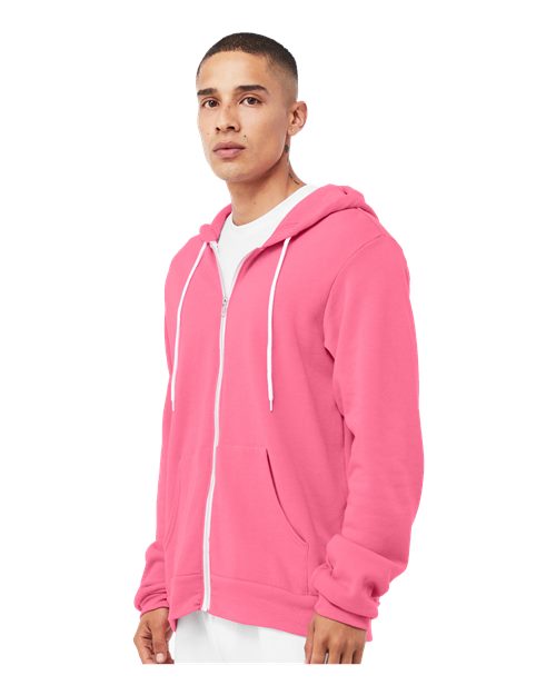 BELLA + CANVAS Sponge Fleece Full-Zip Hoodie 3739 Heather Charity Pink
