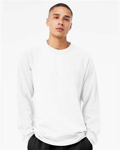 Custom Embroidered  BELLA + CANVAS Sponge Fleece Raglan Crewneck Sweatshirt 3901 White