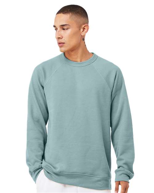 Custom Embroidered  BELLA + CANVAS Sponge Fleece Raglan Crewneck Sweatshirt 3901 Heather Blue Lagoon