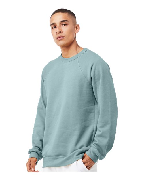 BELLA + CANVAS Sponge Fleece Raglan Crewneck Sweatshirt 3901 Custom Embroidered Business Logo