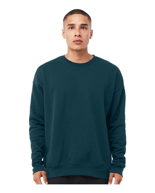 Custom Embroidered  BELLA + CANVAS Sponge Fleece Drop Shoulder Crewneck Sweatshirt 3945 Atlantic