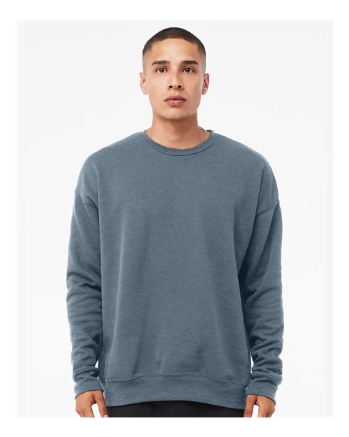 Custom Embroidered  BELLA + CANVAS Sponge Fleece Drop Shoulder Crewneck Sweatshirt 3945 Heather Slate