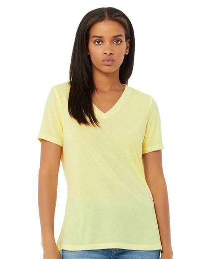 Custom Embroidered  BELLA + CANVAS Women's Relaxed Triblend Short Sleeve V-Neck Tee 6415  