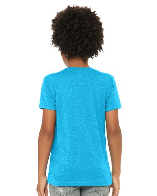BELLA + CANVAS Youth CVC Jersey Tee 3001YCVC Neon Blue Custom Embroidered Business Logo