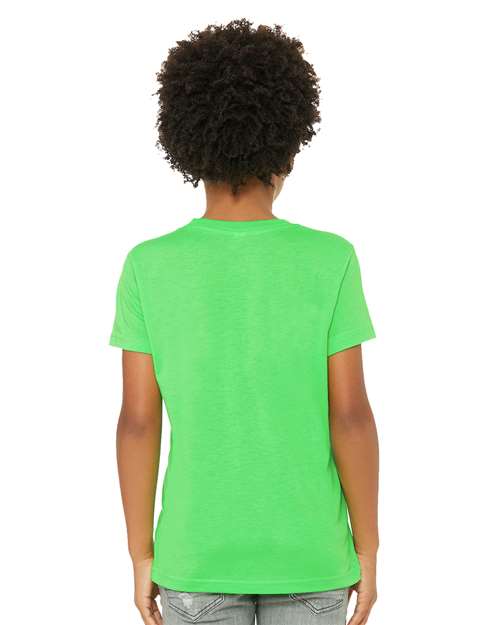 BELLA + CANVAS Youth CVC Jersey Tee 3001YCVC Neon Green Custom Embroidered Business Logo