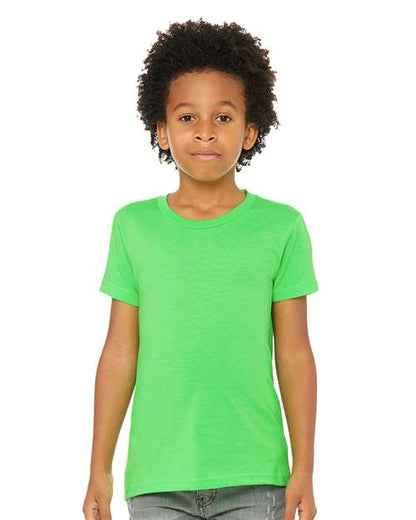 BELLA + CANVAS Youth CVC Jersey Tee 3001YCVC Neon Green Custom Embroidered Business Logo