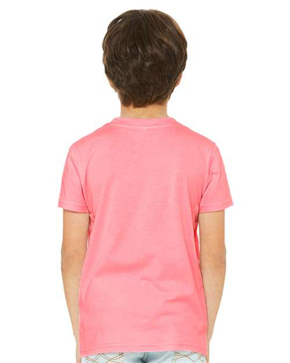 BELLA + CANVAS Youth CVC Jersey Tee 3001YCVC Neon Pink Custom Embroidered Business Logo
