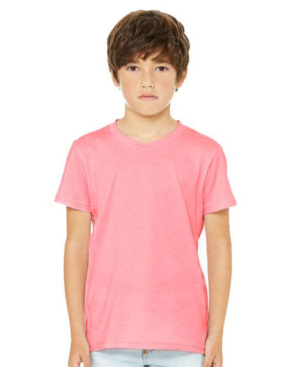 Custom Embroidered  BELLA + CANVAS Youth CVC Jersey Tee 3001YCVC Neon Pink